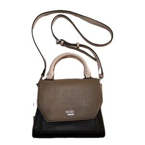 GUESS gray/black Cross Body Purse With White Handle And Strap